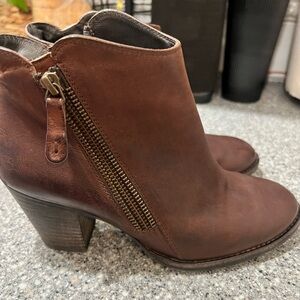 Paul Green Booties US 6 UK 4 Rustic Dark Brown Leather Western Ankle